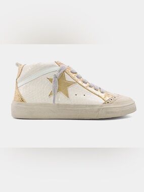 Shu Shop - New in Box- Women’s White and Gold Star High-Top Sneaker
